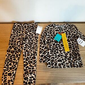 Posh Peanut Girls' Leopard Printed Pajama Set